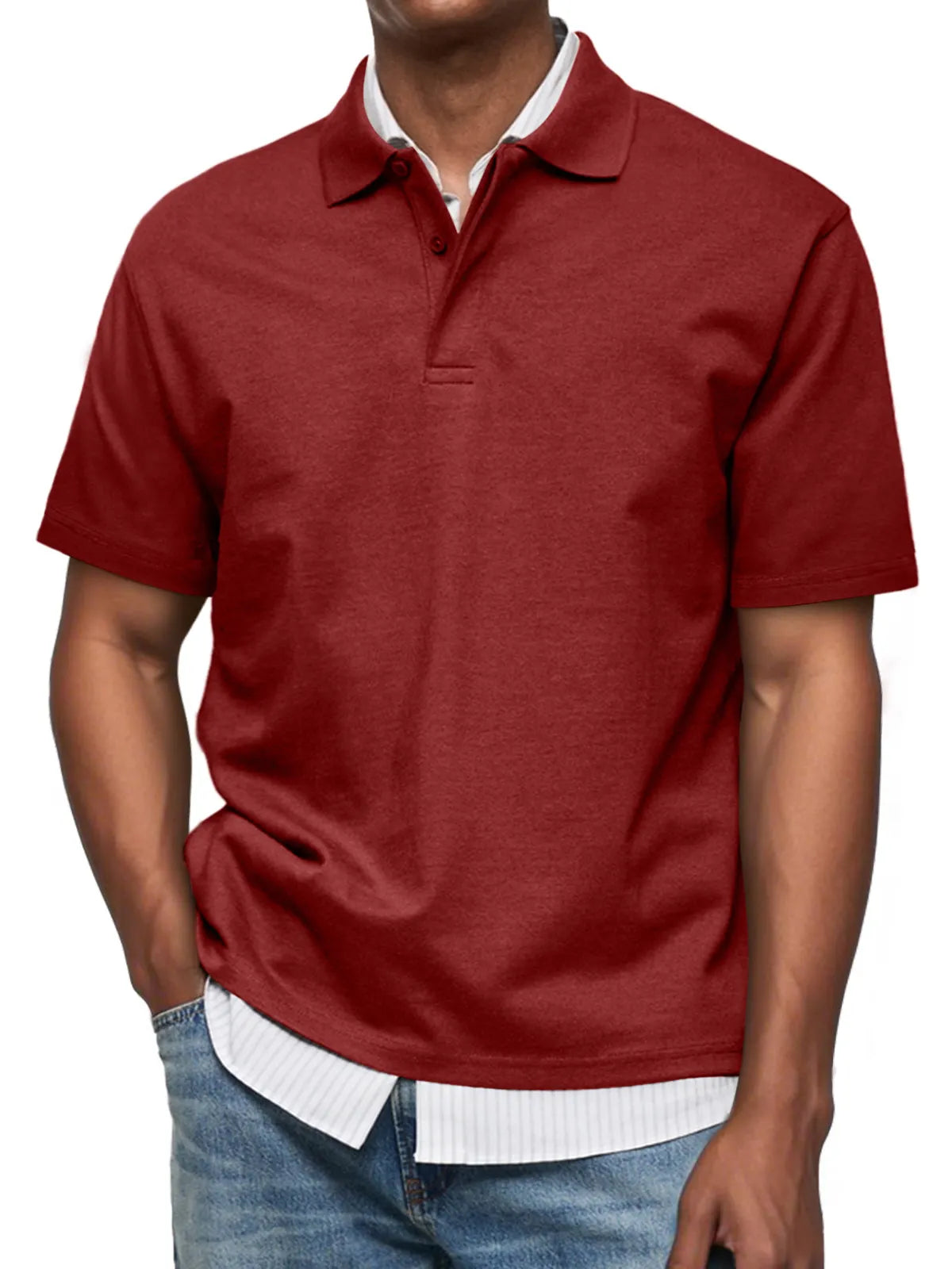 Men's Daily Casual Lapel Button Down Comfortable Short Sleeve Polo Shirt
