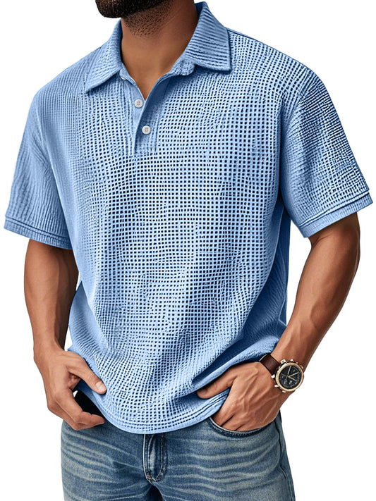 Men's Daily Casual Waffle Comfort Short Sleeve POLO Shirt