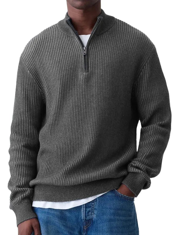 Men's Fashion Casual Long Sleeve Zip Stand Collar Sweater