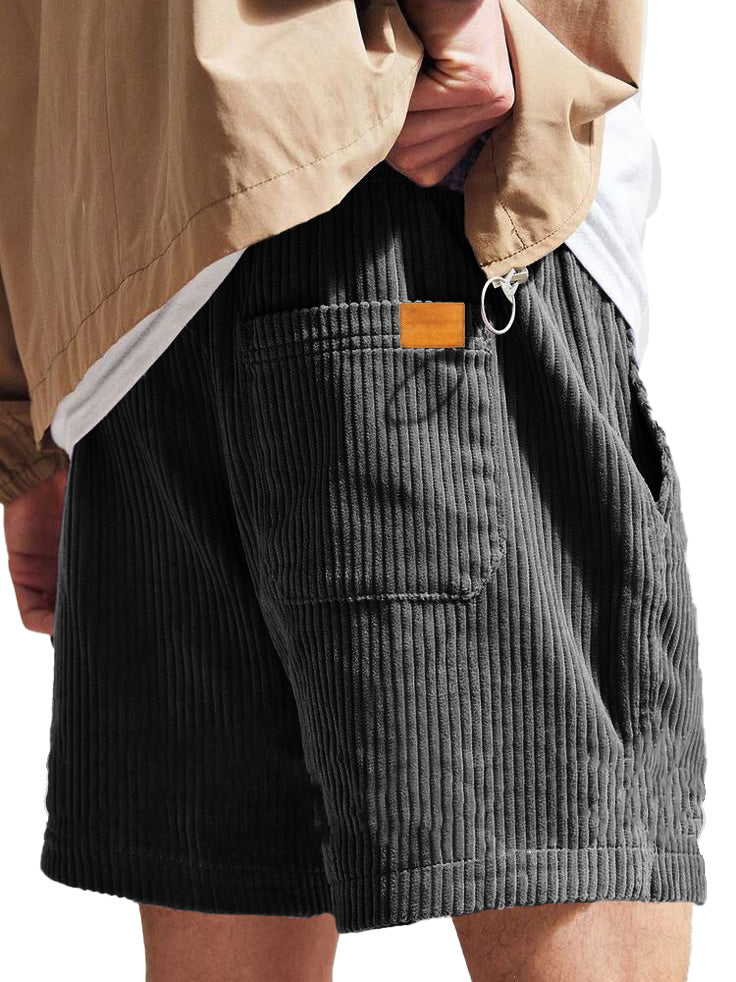 Men's Fashion Casual Corduroy Logo Embroidered Shorts