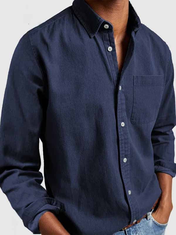 Men's Basics Vintage 100% Cotton Pocket Long Sleeve Shirt