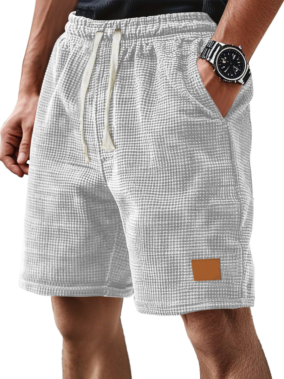 Men's Everyday Corduroy Waffle Casual Loose Drawstring Comfort Shorts