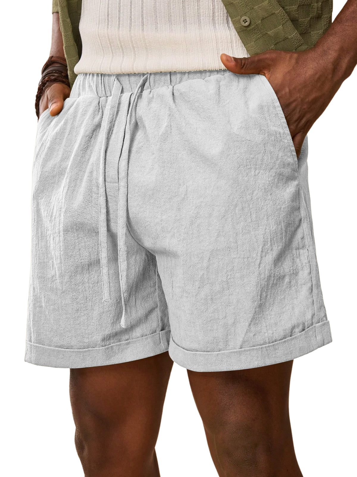 Men's Summer Daily Comfort Elastic Waist Casual Solid Color Shorts
