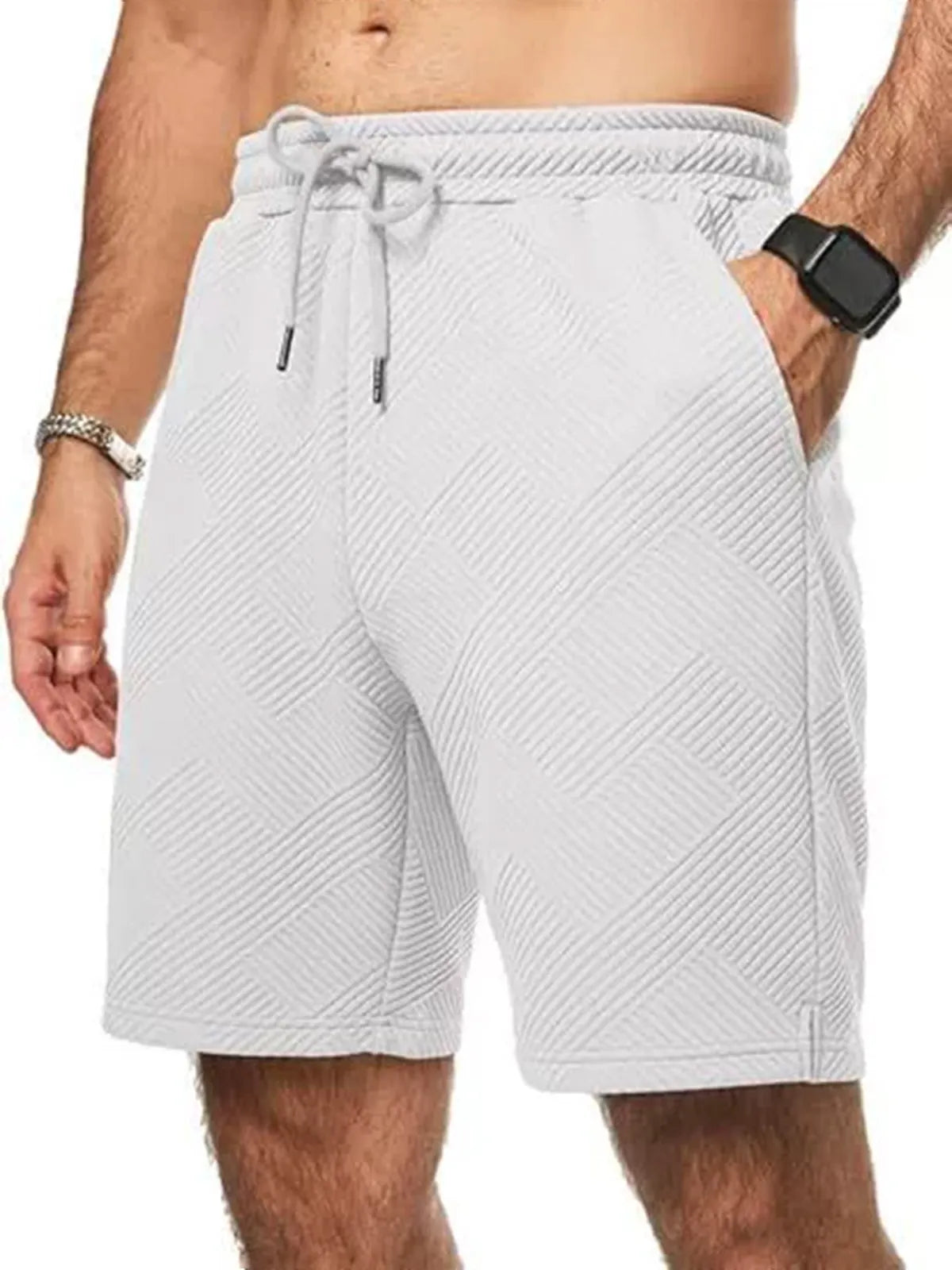 Men's Casual Solid Color Textured Beach Shorts
