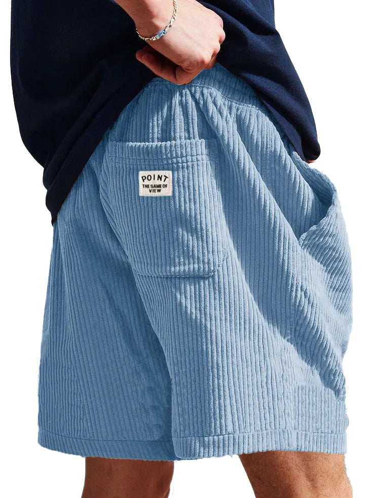 Men's Fashion Casual Corduroy Logo Embroidered Shorts