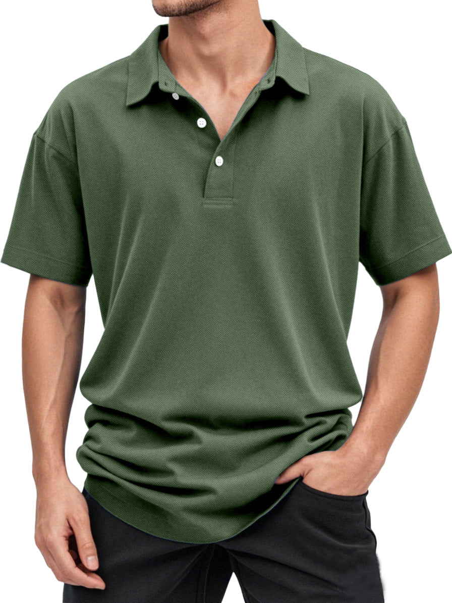 Men's Solid Color Casual And Comfortable Short-sleeved Lapel Polo Shirt