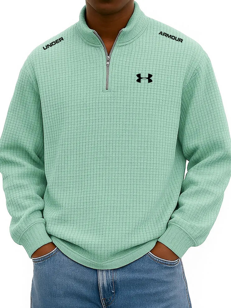 BESTSELLER🔥 Men’s Rib-Cuff Quarter-Zip Top – Cozy Waffle Texture, Everyday Casual Fit