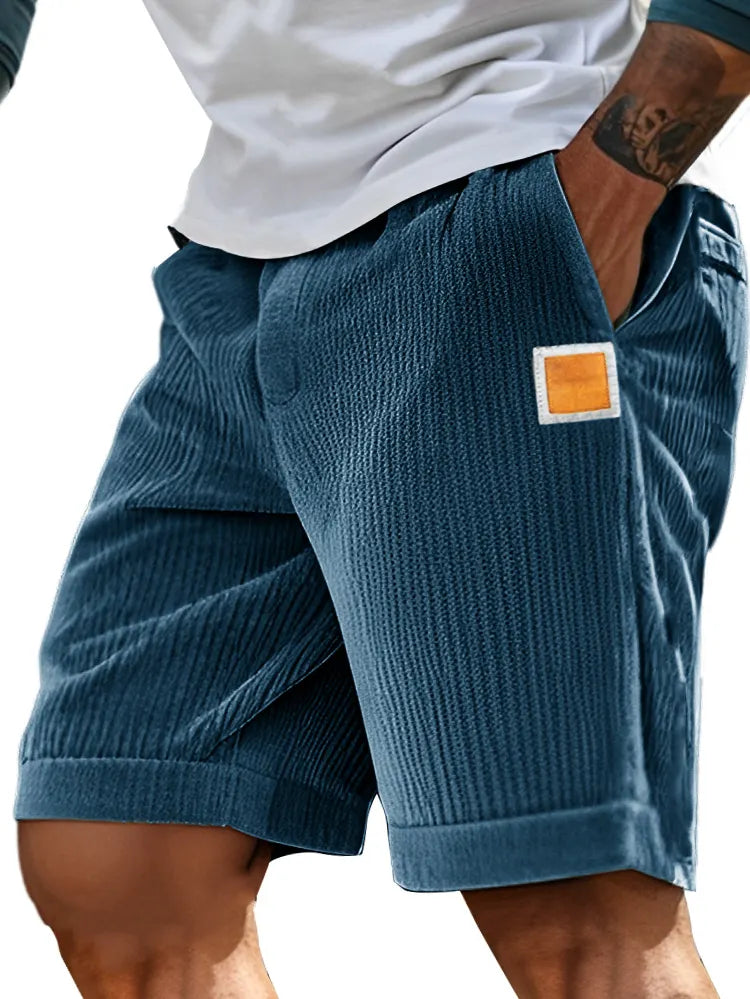 Men's Fashion Sports Lace-up Ribbed Fabric Embroidered Logo Shorts