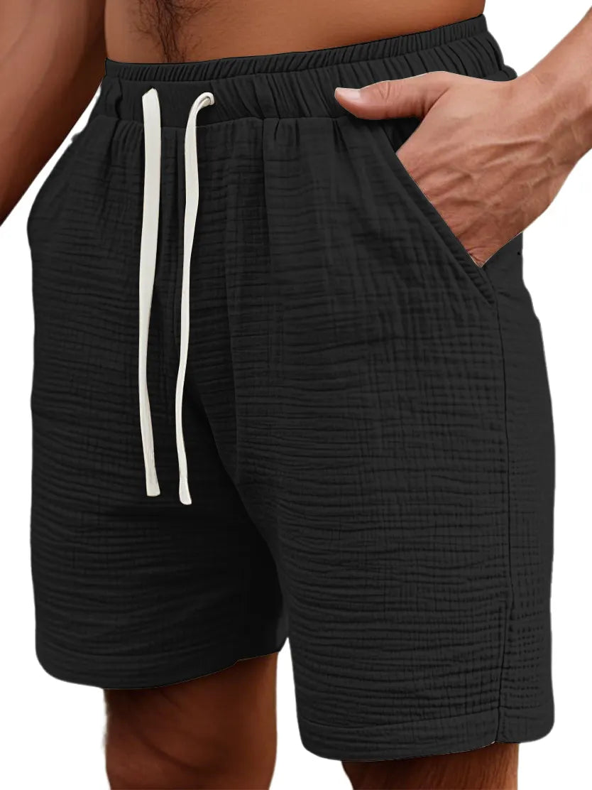 Men's Simple Daily Loose Pleated Texture Pocket Shorts