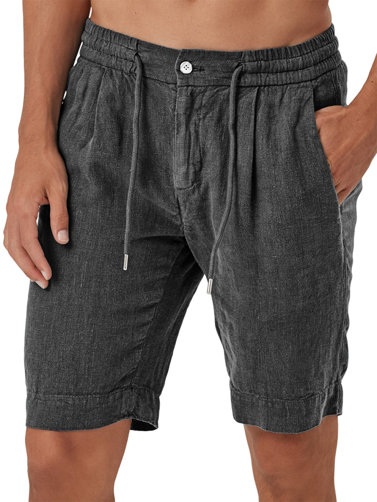 Men's Comfort Linen Lace-Up Elastic Waist Beach Shorts
