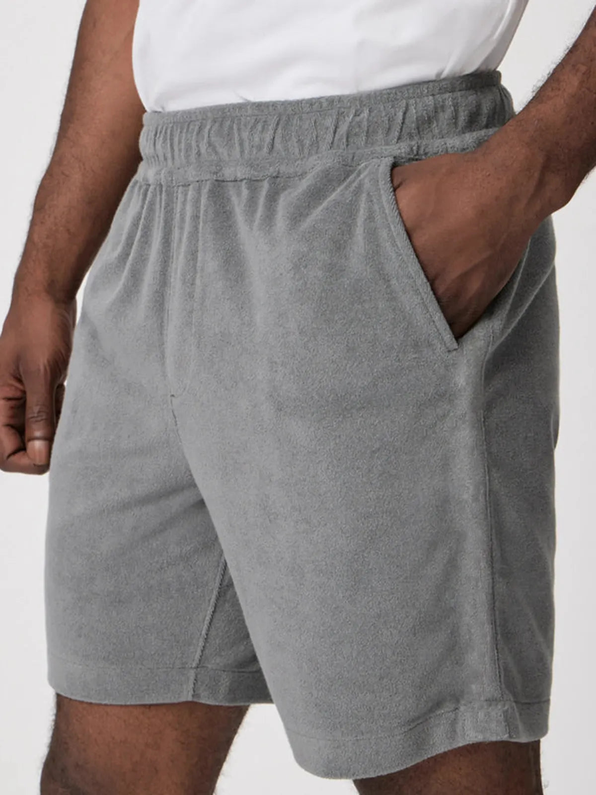 Men's Comfort Terry Casual Stretch Elastic Shorts with Side Pockets