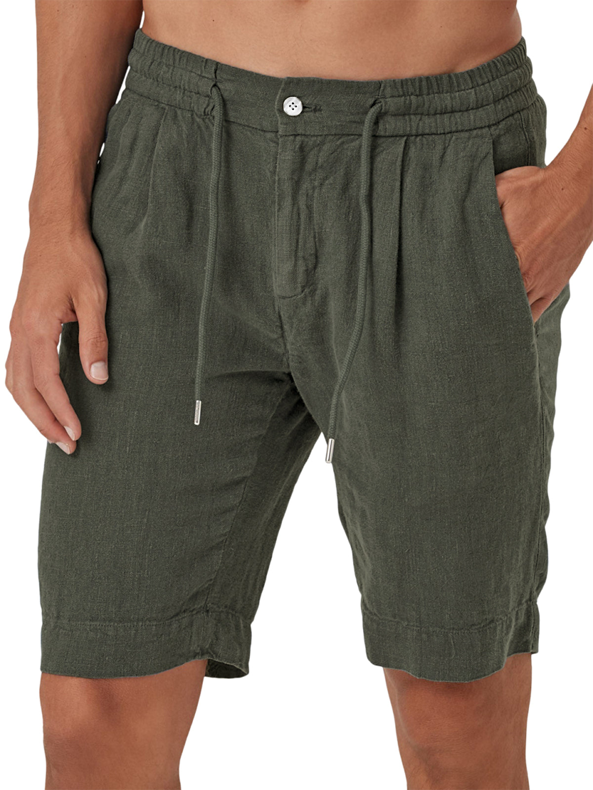 Men's Comfort Linen Lace-Up Elastic Waist Beach Shorts