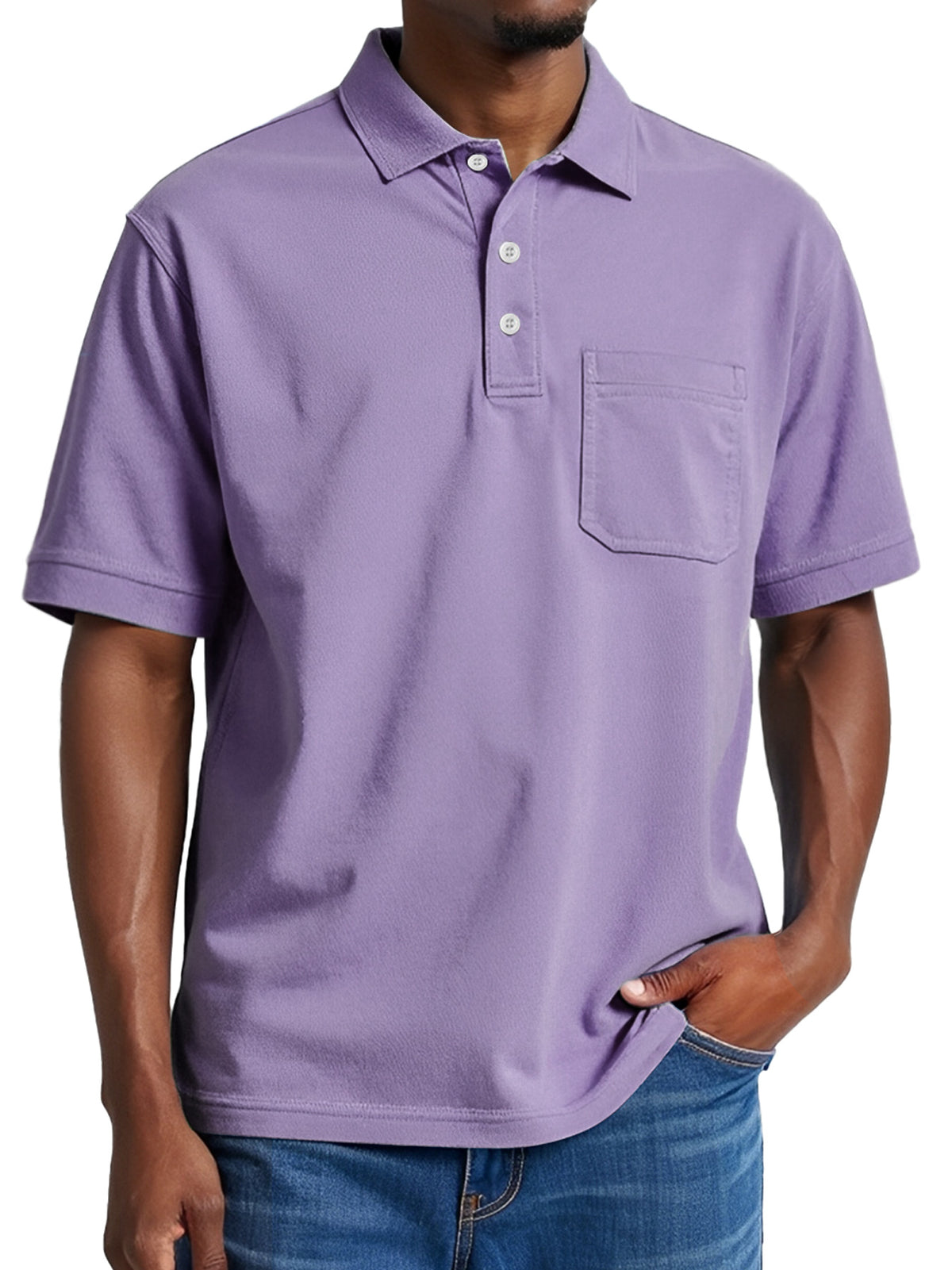Men's Daily Casual Pocket Solid Color Comfortable Short Sleeve POLO Shirt