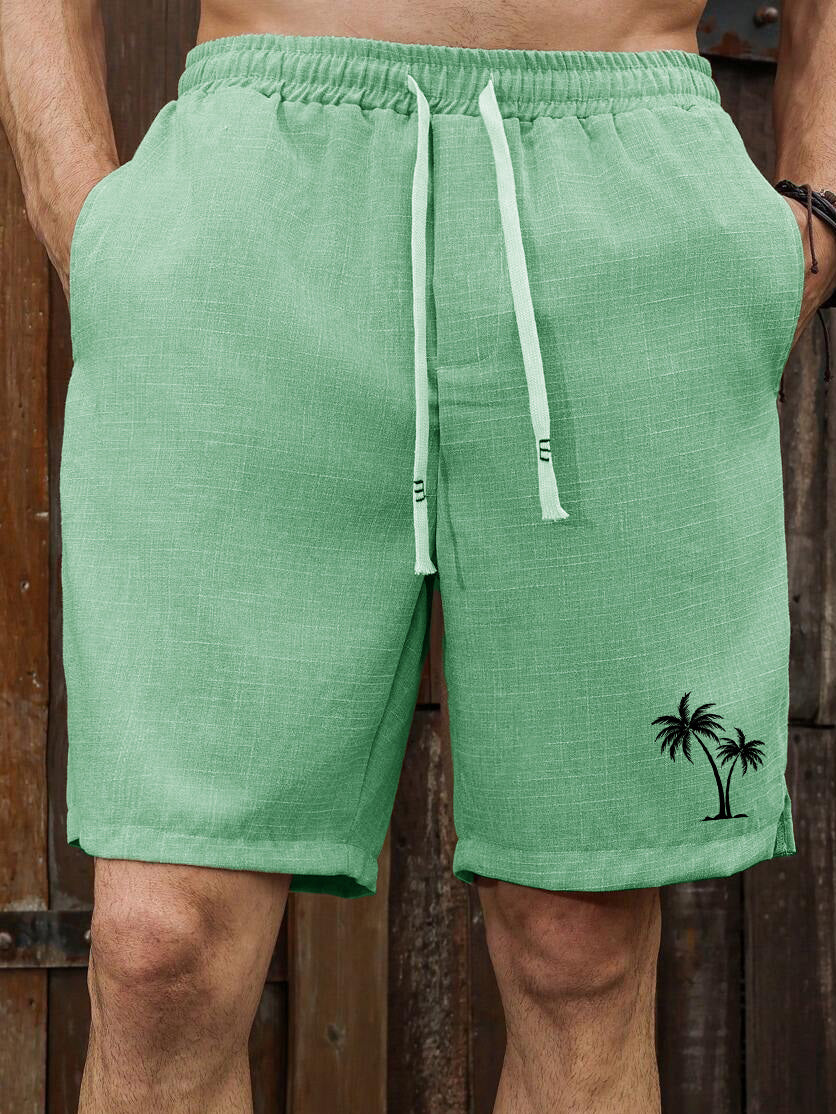 Men's Hawaiian Coconut Palm Print Casual Shorts