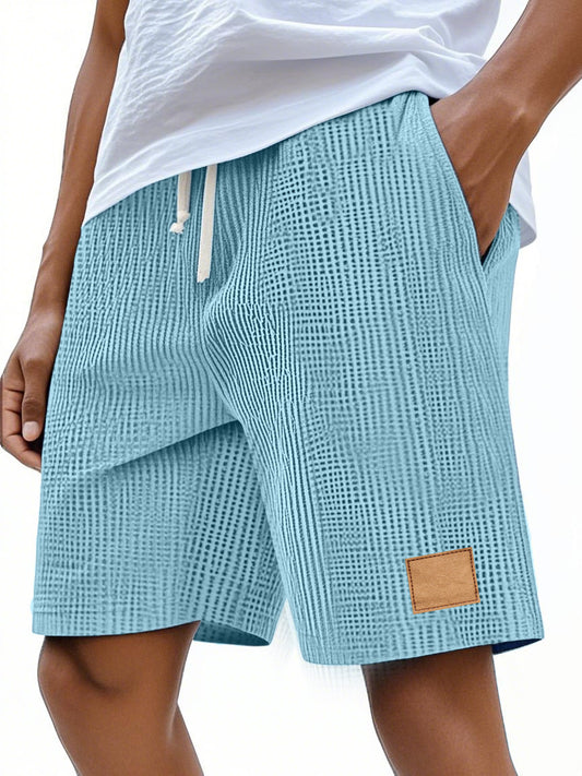 Men's Casual Retro Waffle Logo Comfort Shorts