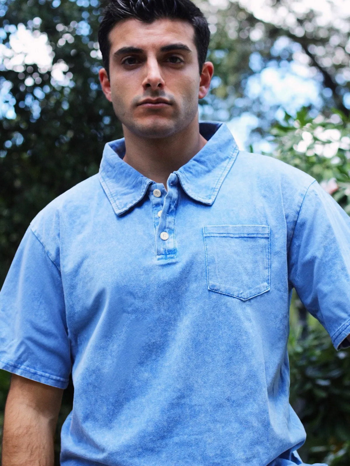 Men's Vintage Distressed Casual Pocket Lapel Short Sleeve POLO Shirt