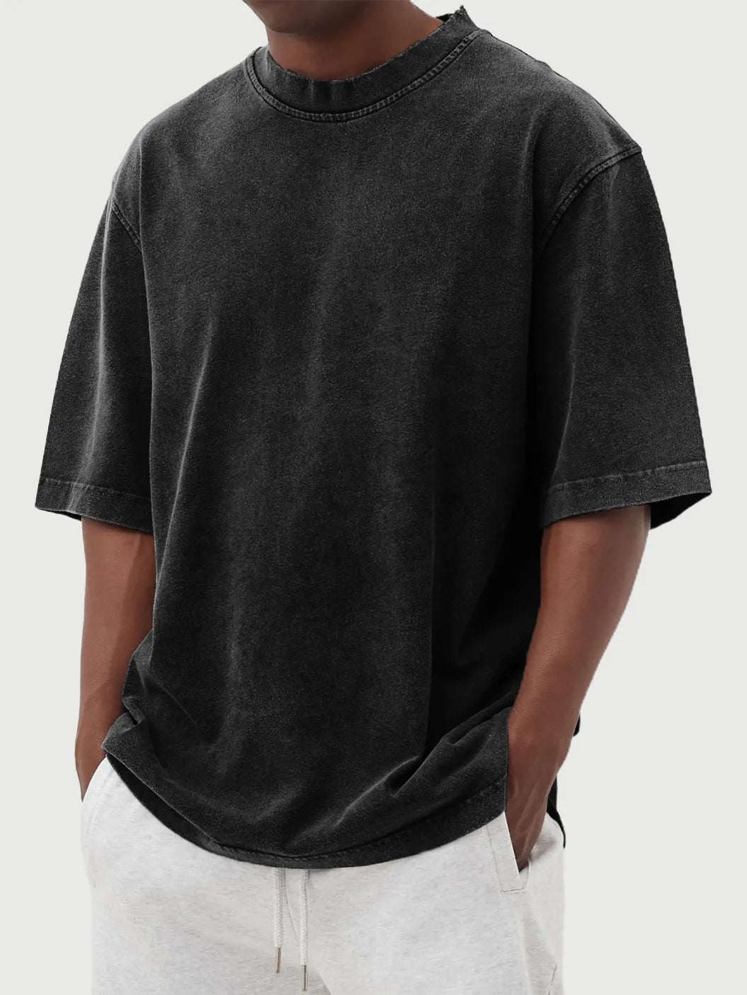 Men's Vintage Washed And Distressed Cotton T-shirt