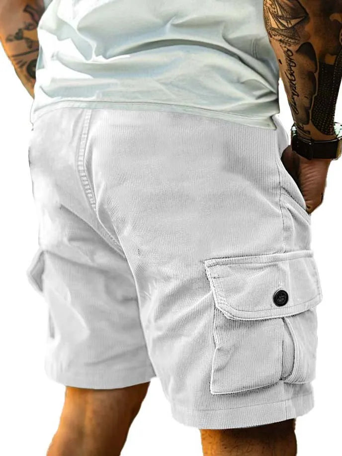 Men's Retro Workwear Stripe Fabric Pocket Shorts
