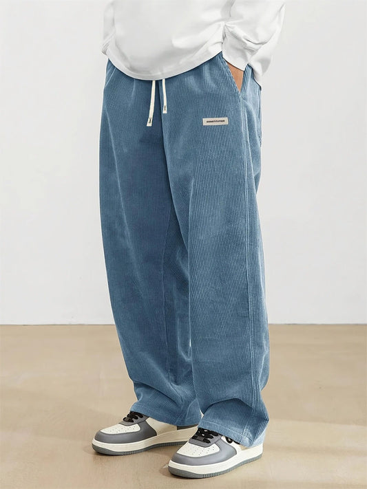 Men's Fashion Vintage Sports Corduroy Fabric Logo Embroidered Trousers