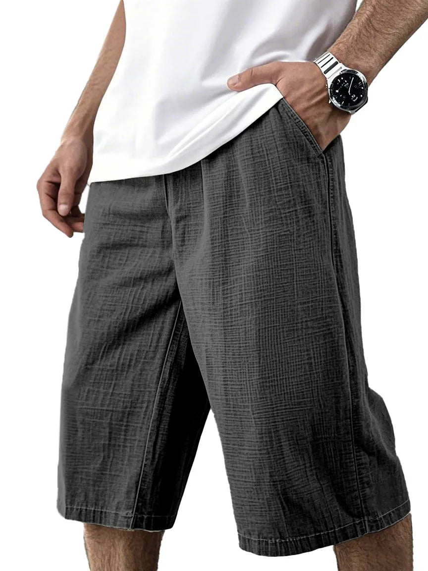 Men's Simple Solid Color Loose, Comfortable And Breathable Cropped Pants