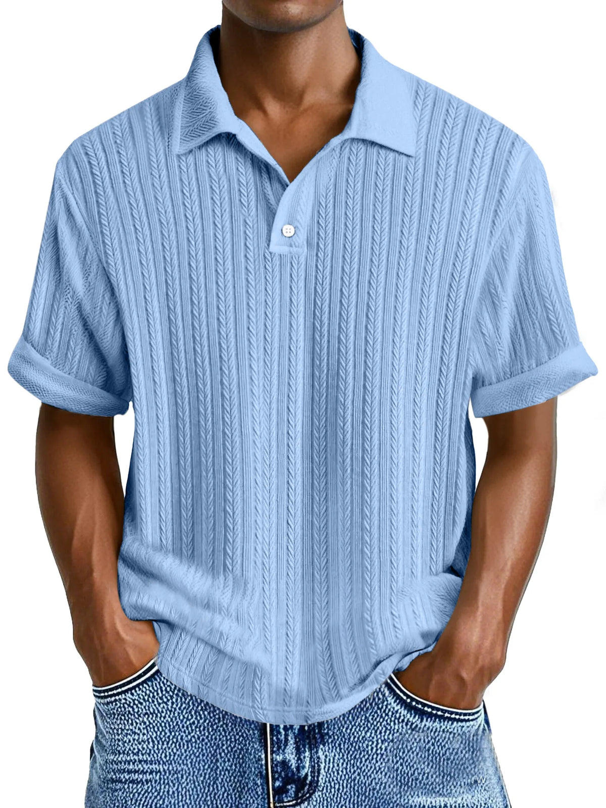 Men's Simple Casual Texture Loose Short-sleeved Polo Shirt