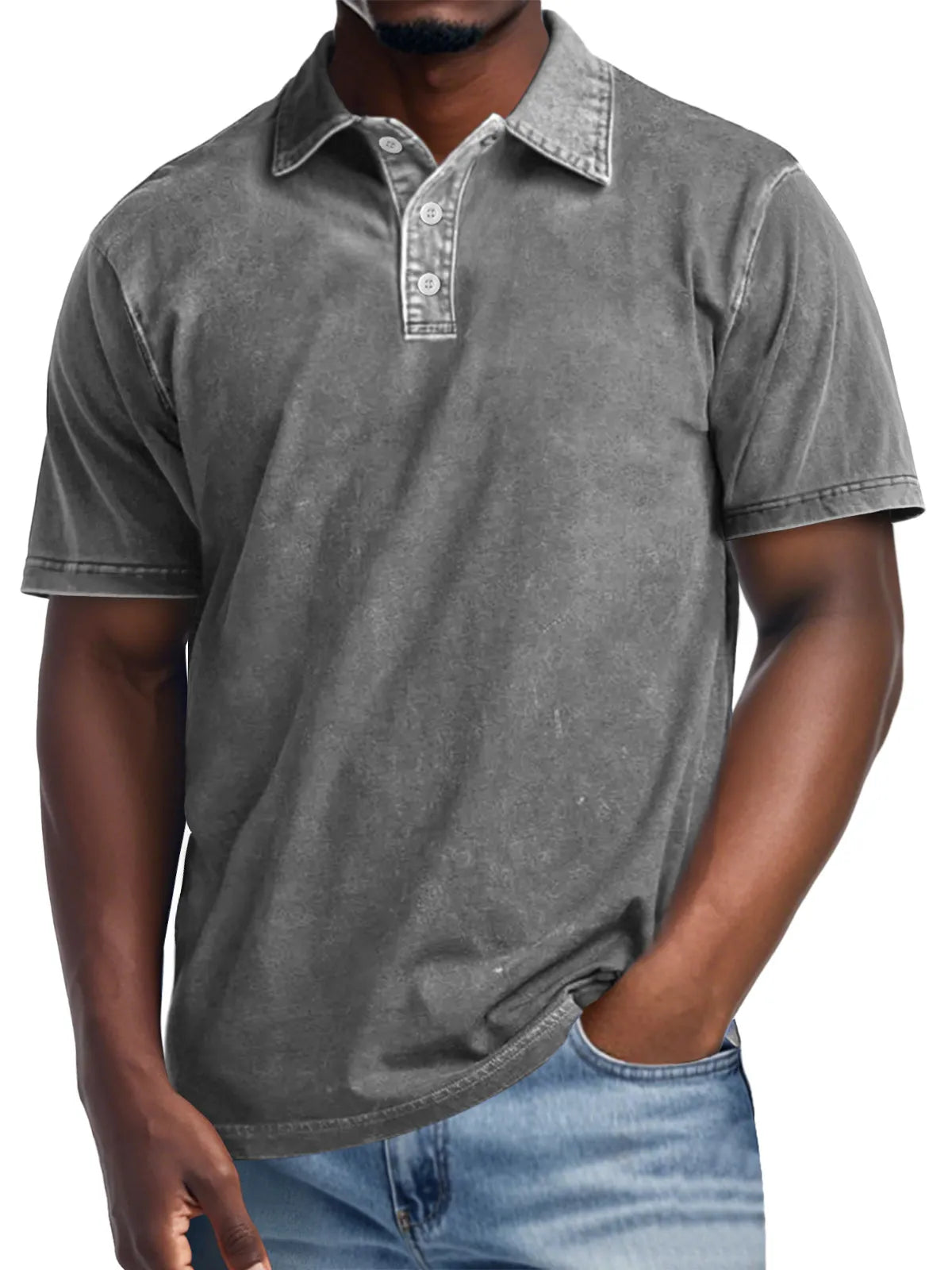Men's Retro Lapel Button Casual Short Sleeve POLO Shirt