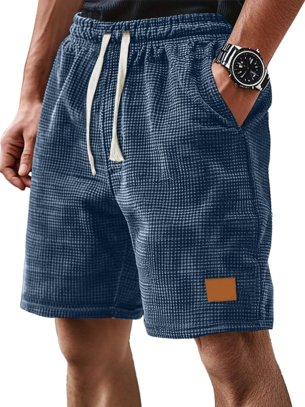 Men's Everyday Corduroy Waffle Casual Loose Drawstring Comfort Shorts