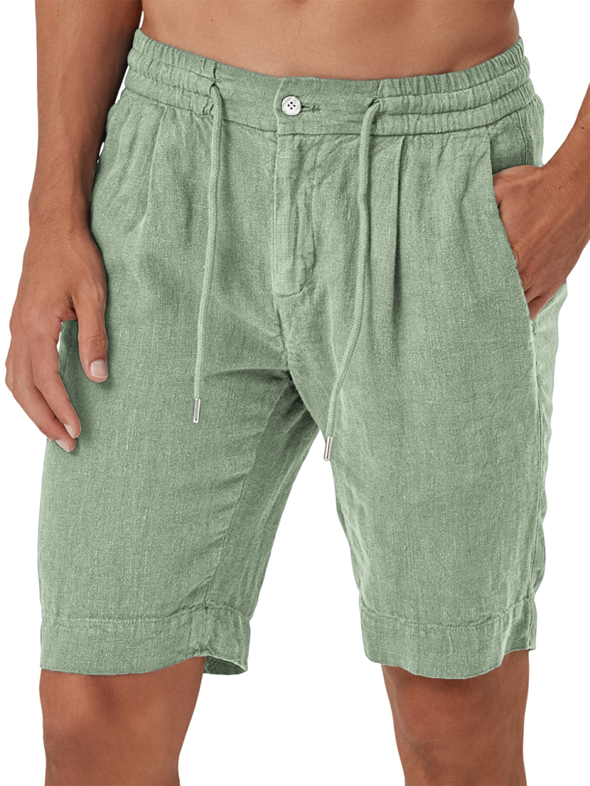 Men's Comfort Linen Lace-Up Elastic Waist Beach Shorts