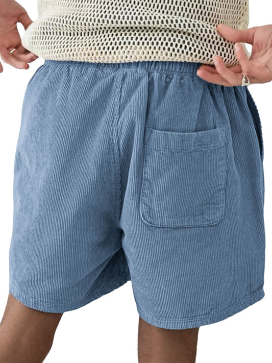 Men's Stylish Corduroy Utility Pocket Lace-up Drawstring Casual Shorts