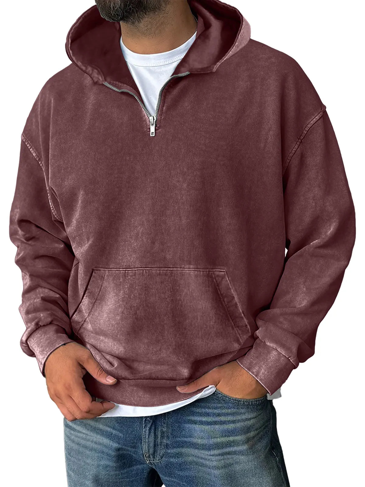 Men's Casual Zipper Pocket Hooded Sweatshirt