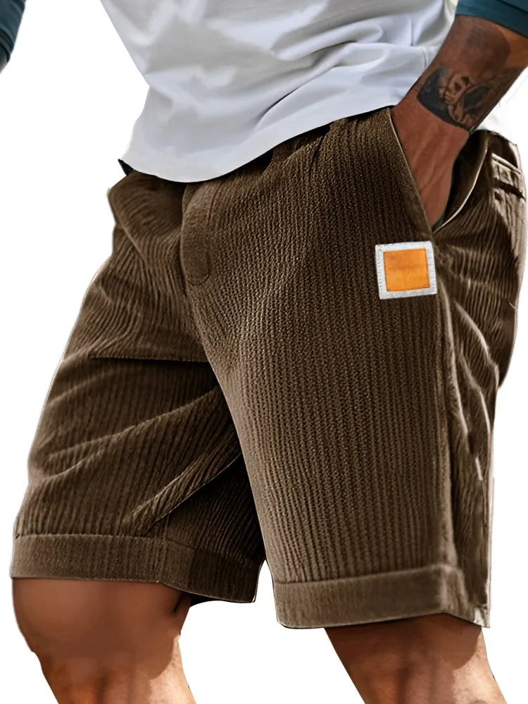 Men's Fashion Sports Lace-up Ribbed Fabric Embroidered Logo Shorts
