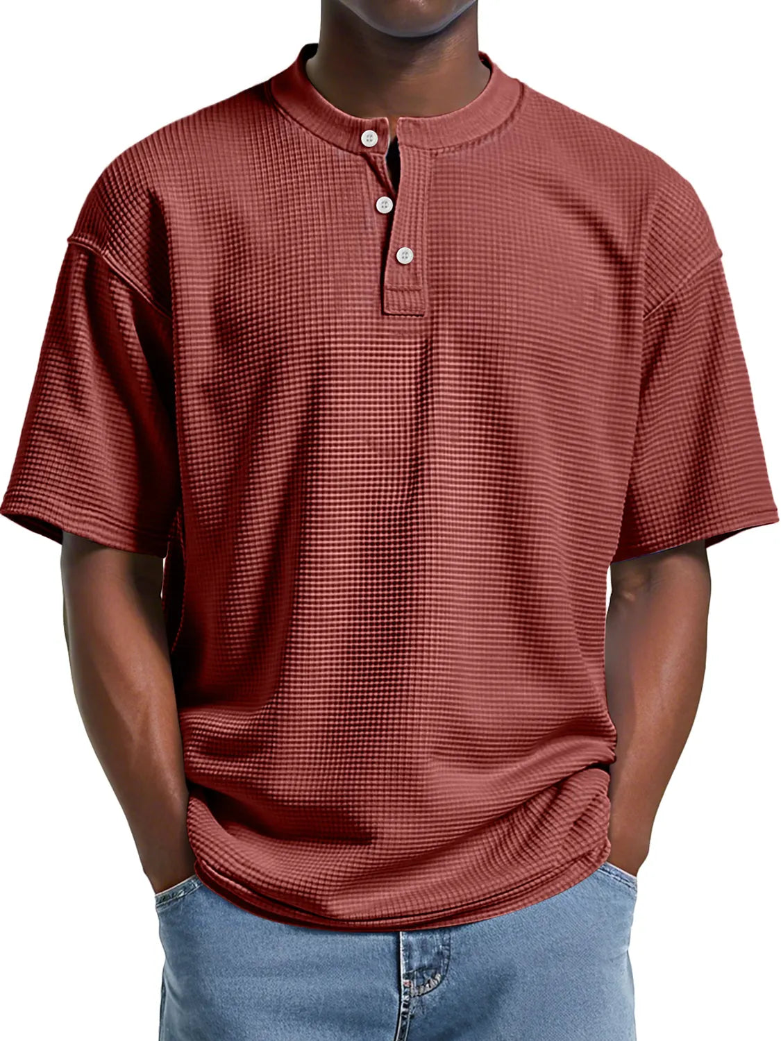 Men's Everyday Waffle Casual Comfort Short Sleeve Henley