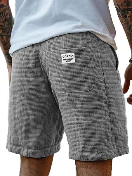 Men's Fashion Casual Waffle Fabric Logo Embroidered Shorts