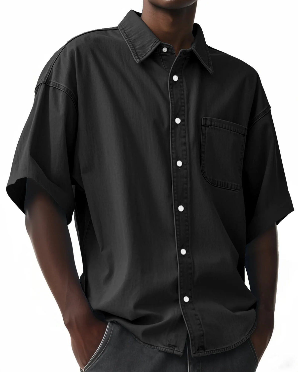 Men's Comfortable Vintage Lapel Short Sleeve Shirt With Chest Pocket