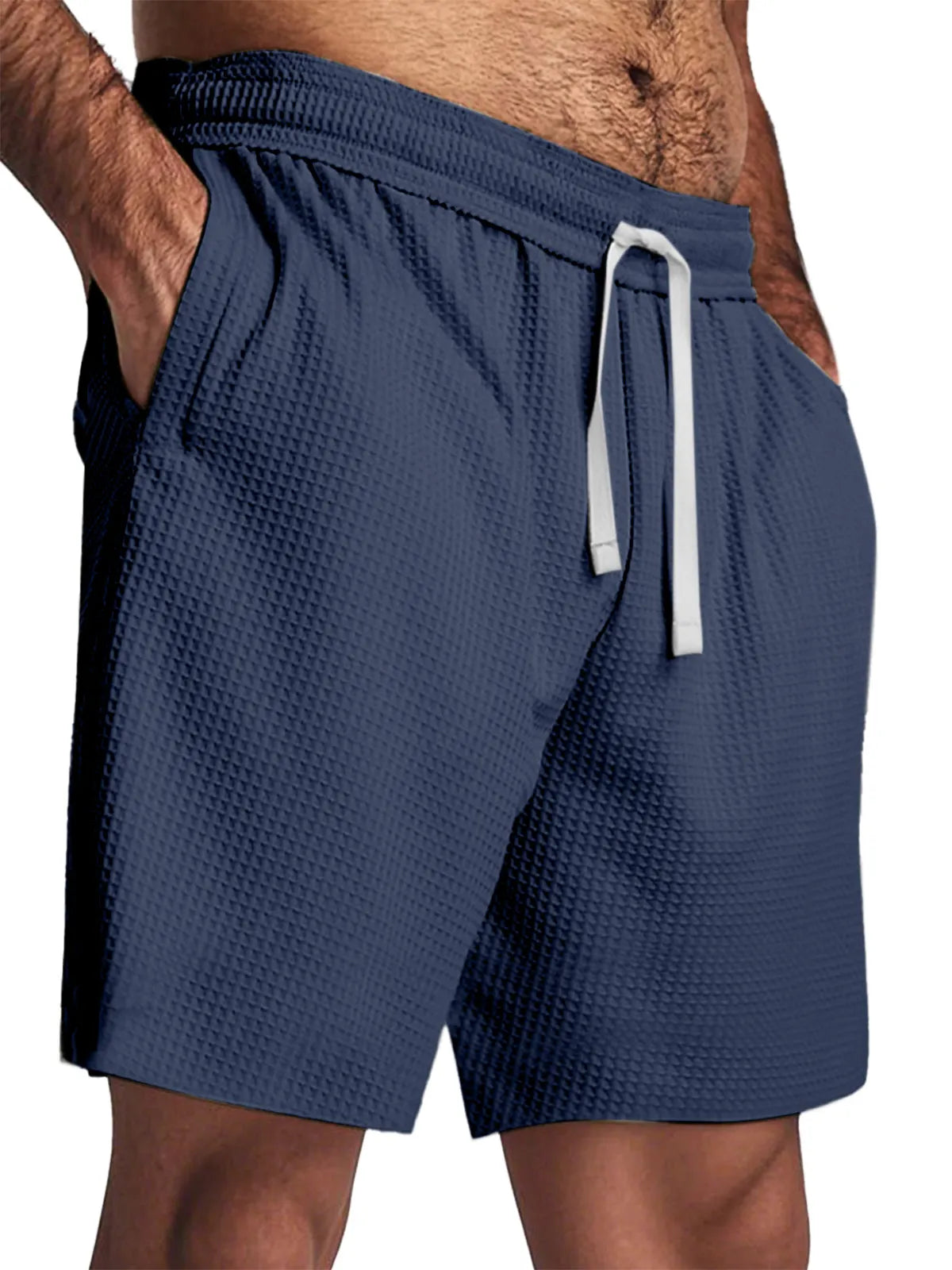 Men's Simple Everyday Waffle Texture Solid Color Shorts