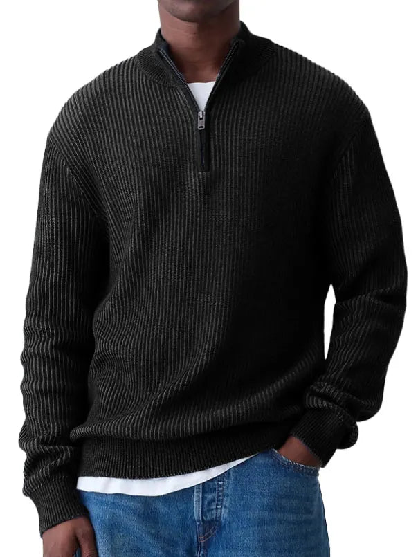 Men's Fashion Casual Long Sleeve Zip Stand Collar Sweater