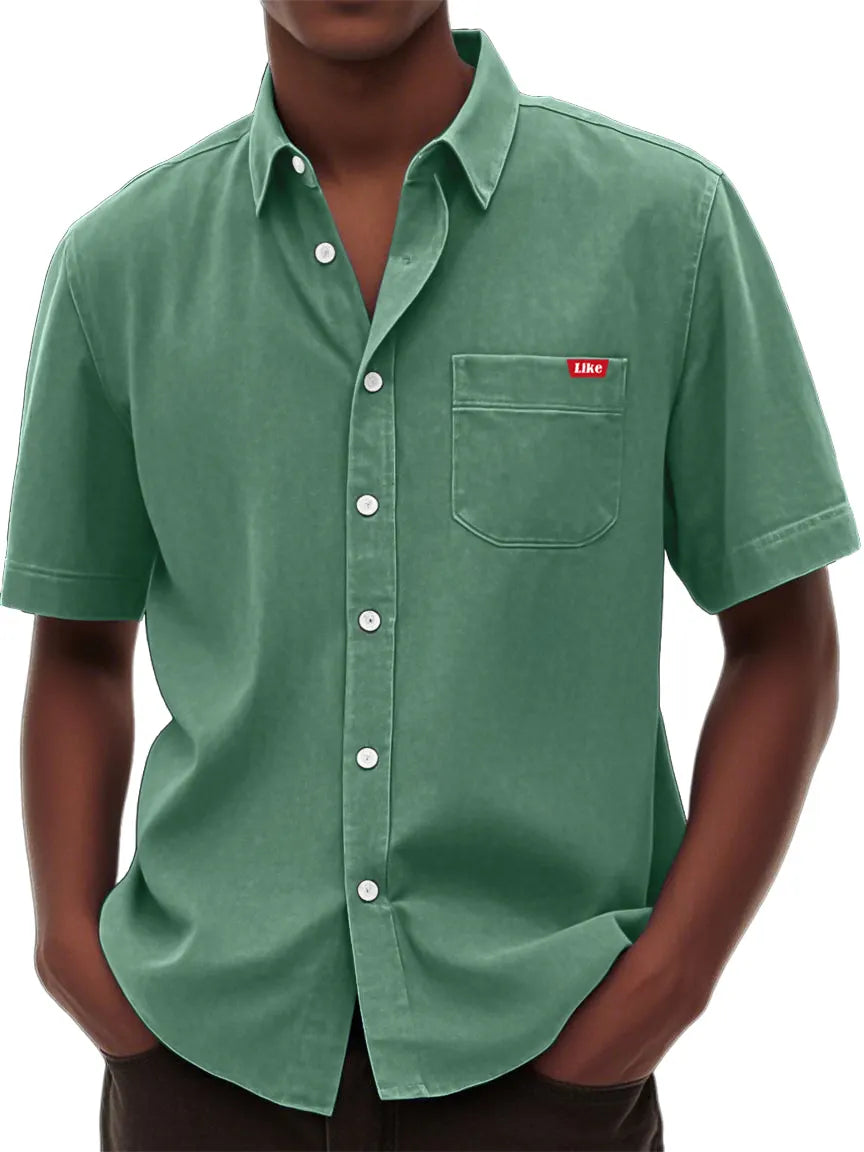 Men's Washed And Distressed Retro Fashion Casual Versatile Shirt