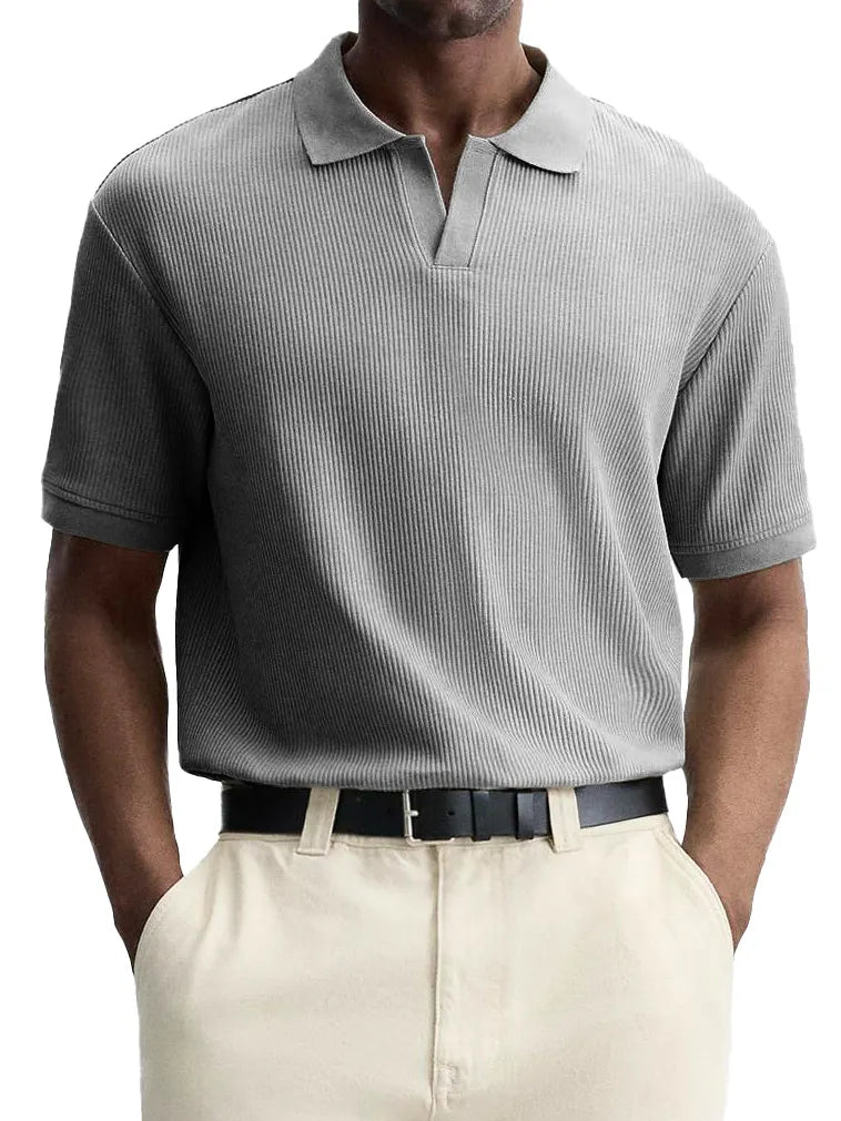 Men's Fashion Retro Casual Pit V-neck Short-Sleeved Polo Shirt