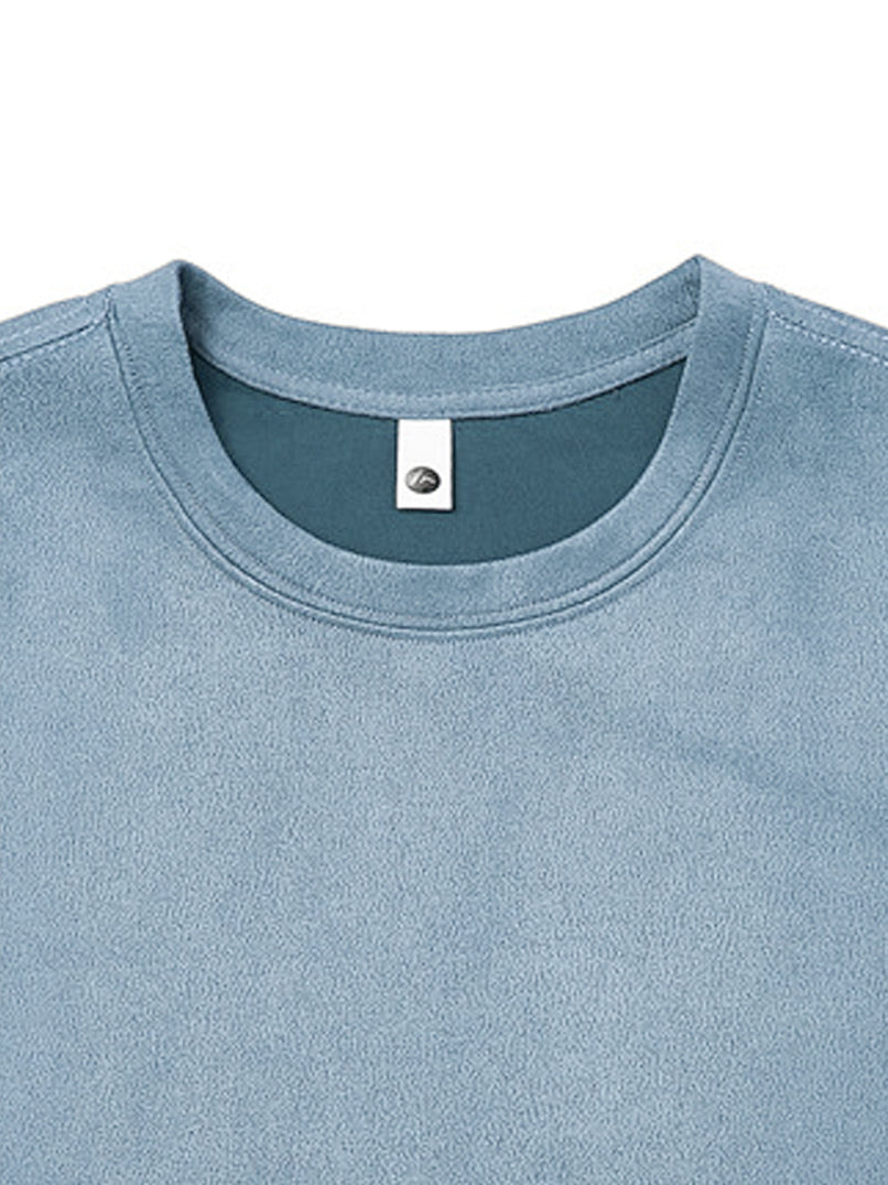 Men's Daily Round Neck Suede Casual Comfortable Short-sleeved T-shirt