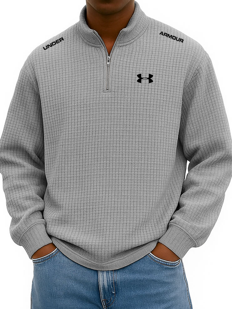 BESTSELLER🔥 Men’s Rib-Cuff Quarter-Zip Top – Cozy Waffle Texture, Everyday Casual Fit