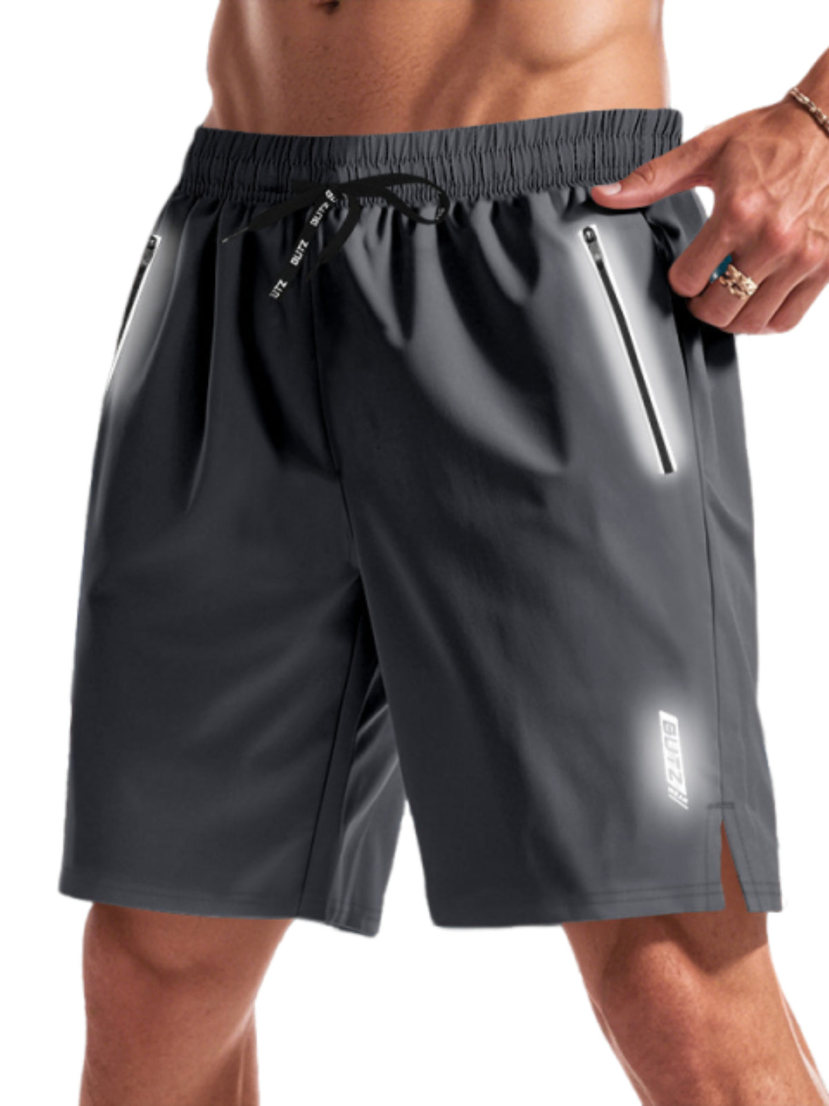 Men's Luminous Functional Quick-Drying Loose Beach Sports Casual Shorts with Side Pockets