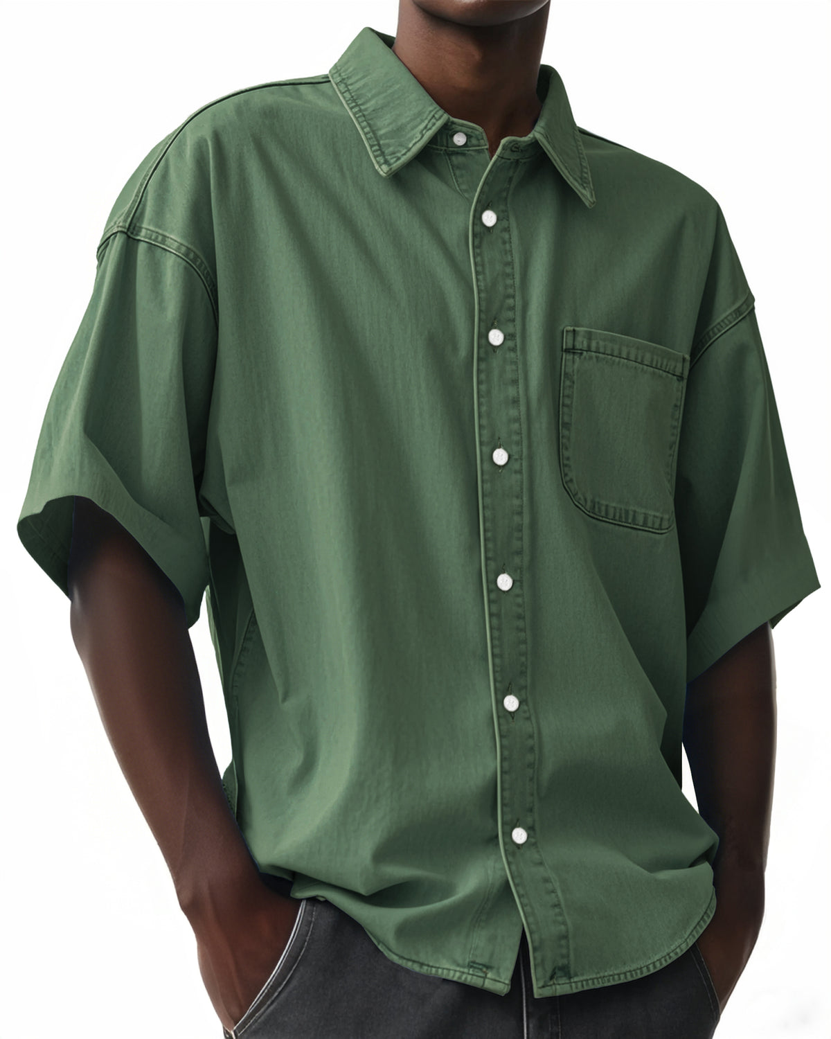 Men's Comfortable Vintage Lapel Short Sleeve Shirt With Chest Pocket