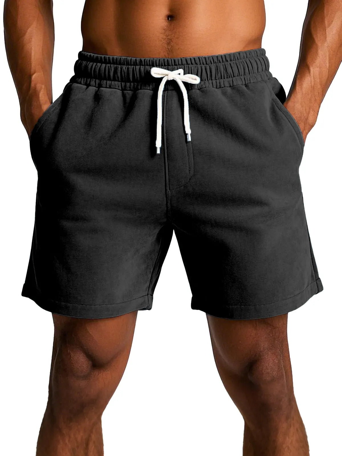 Men's simple and comfortable solid color suede shorts