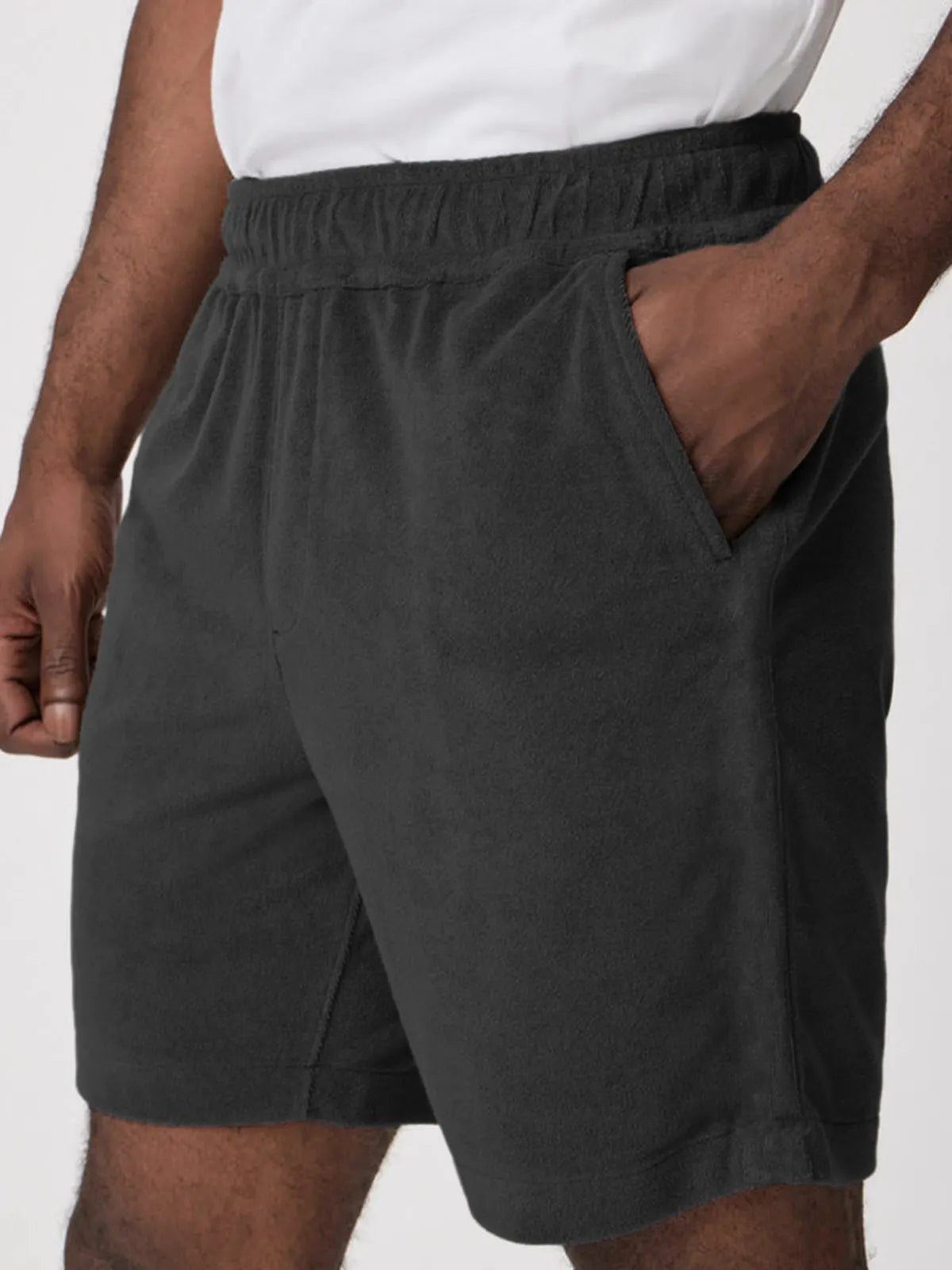 Men's Comfort Terry Casual Stretch Elastic Shorts with Side Pockets