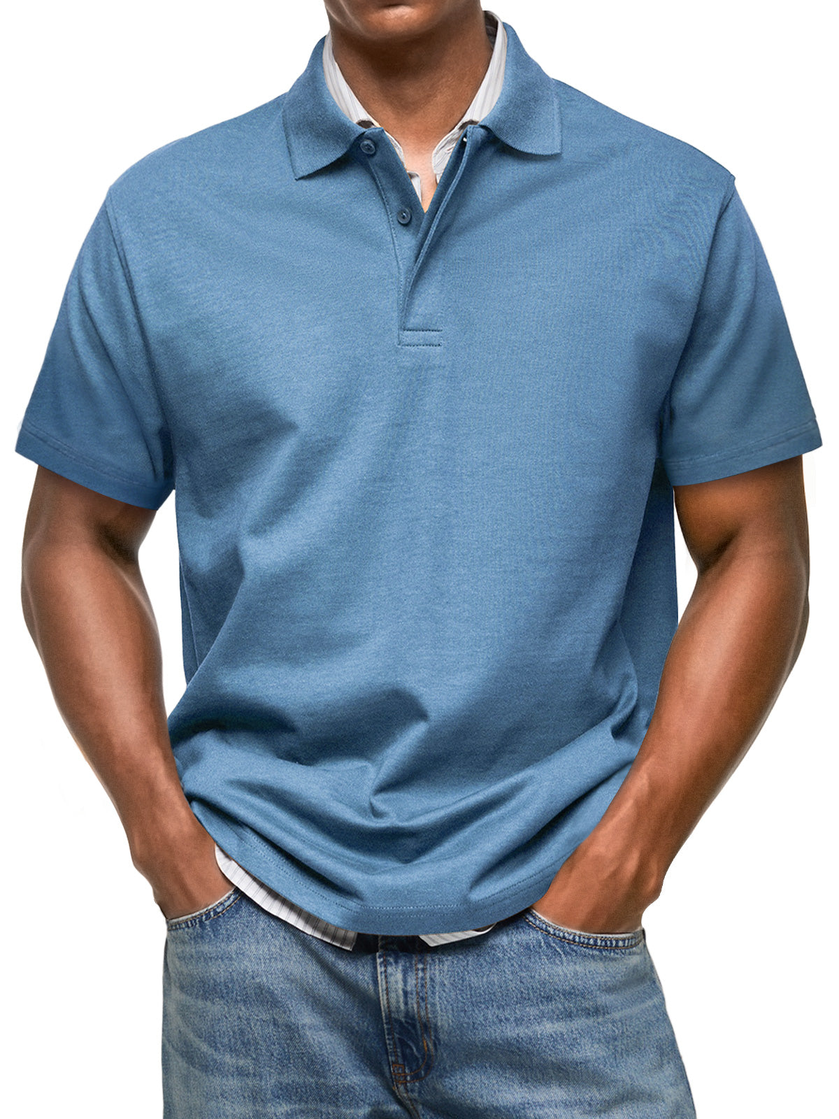 Men's Casual Everyday Lapel Button Up Comfortable Short Sleeve POLO Shirt