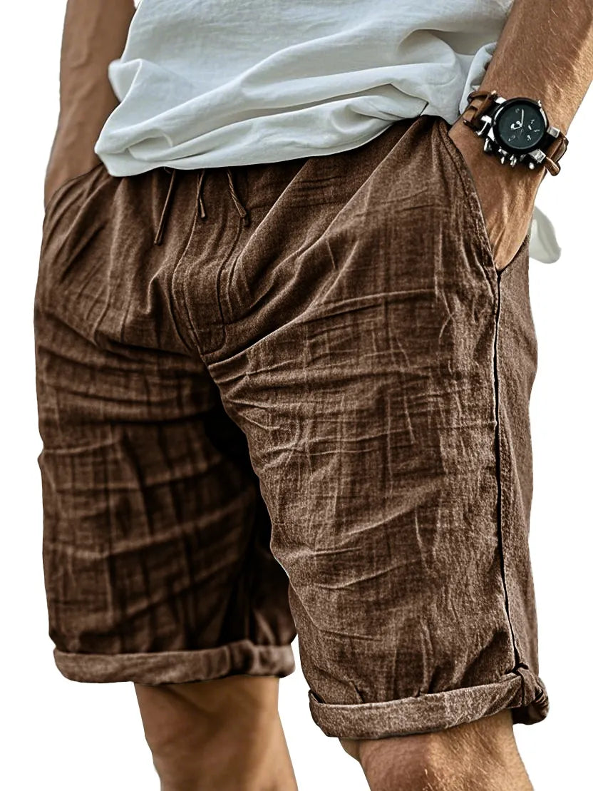 Men's Fashion Casual Retro Textured Lace-up Shorts