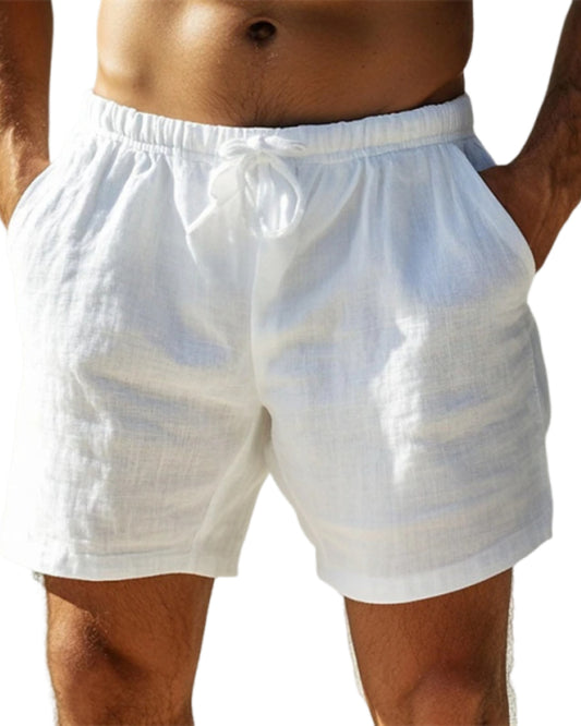 Men's 100% Cotton Beach Casual Breathable Drawstring Shorts