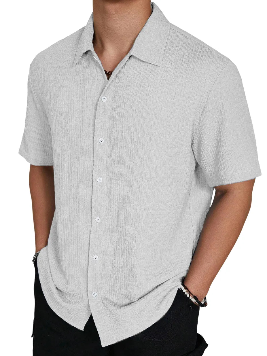 Men's Casual Hawaiian Pleated Short Sleeve Shirt