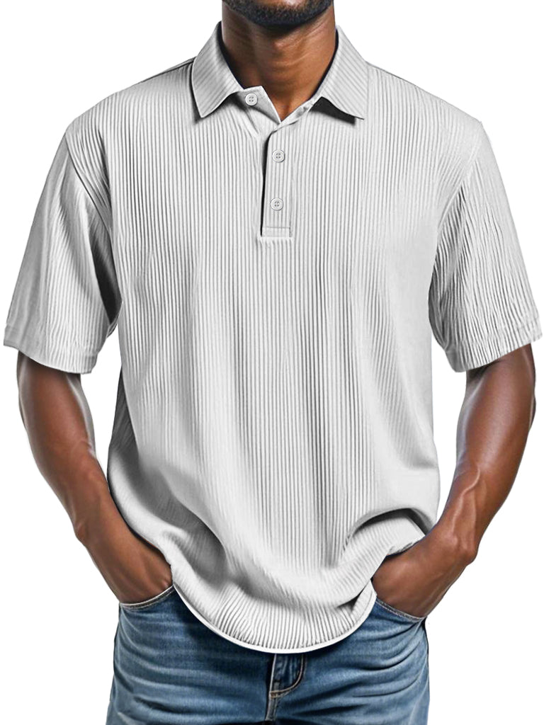Men's Daily Ribbed Lapel Fashionable Casual Short-sleeved Polo Shirt
