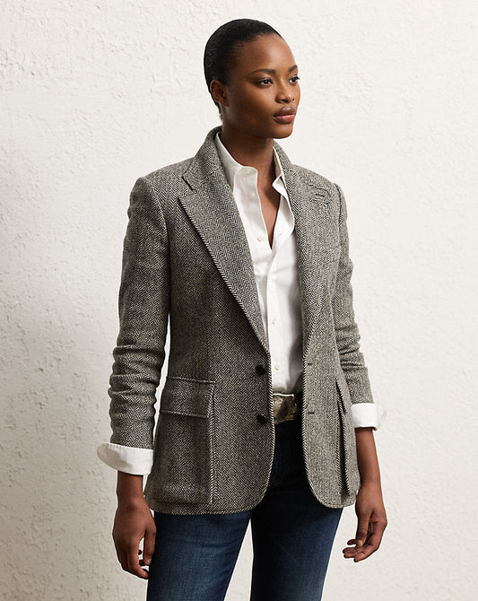Preston Herringbone Tweed Jacket Black/Cream